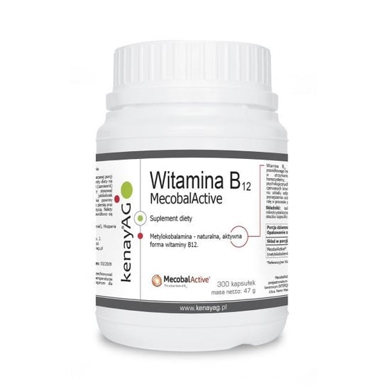 Kenay Witamina B12 (metylokobalamina) MecobalActive® (300 kapsułek) - suplement diety KenayAg