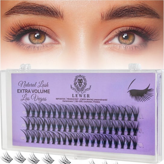 KĘPKI RZĘSY EYELASH Lewer Las Vegas EXTRA VOLUME 11mm NATURALNE JEDWABNE Lewer