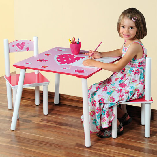 Kesper, Stolik drewniany + 2 krzesła dla dzieci, różowy Kesper