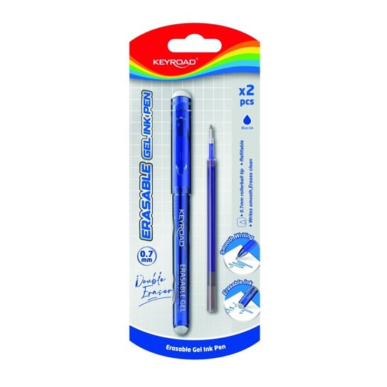 Ketroad, Długopis wymazywalny 0,7mm plus wkład zapas niebieski blister Keyroad