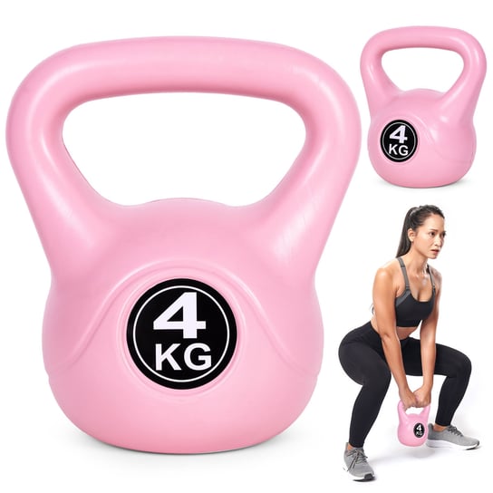 Kettlebell kettle 4 kg do ćwiczeń hantla kula odważnik obciążenie ciężar fitness różowy ModernHome Inna marka