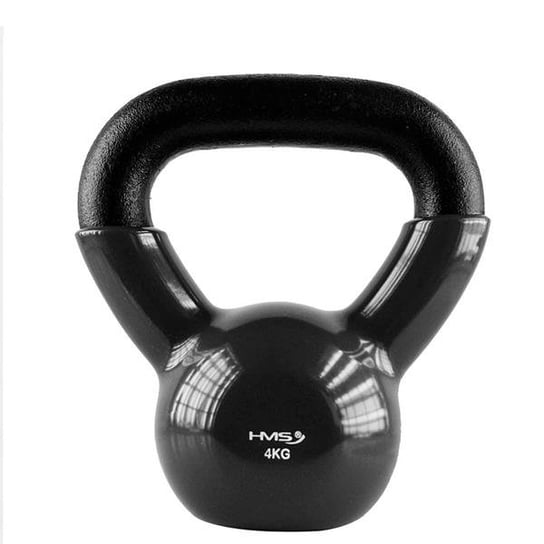 Kettlebell żeliwny 4kg HMS KNV04 pokryty winylem, czarny HMS