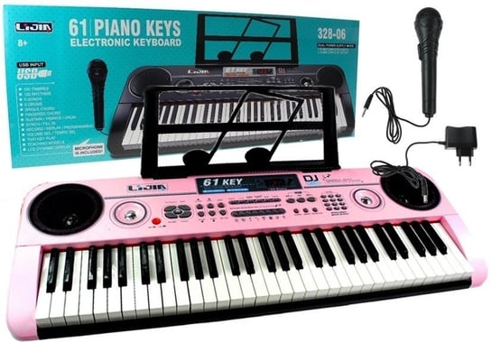 Keyboard Organy 328-06 Mikrofon Zasilacz Różowe Inna marka