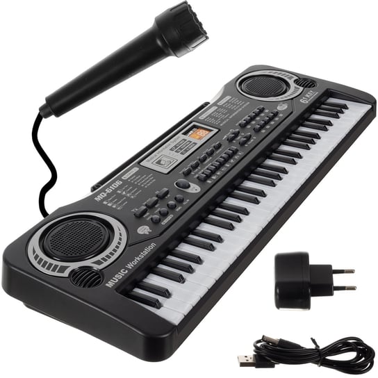 Keyboard Organy Pianino do Nauki + Mikrofon 61 Klawiszy dla Dzieci Zasilacz ISO TRADE Iso Trade