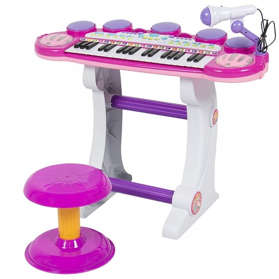 Keyboard Pianinko Organy dla dzieci z mikrofonem i perkusją + stołek MalPlay