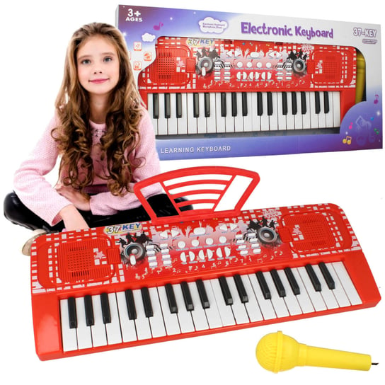 Keyboard pianino organy dzieci pianinko + mikrofon czerwony n41c elektrostator