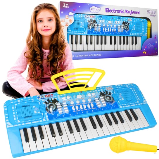 Keyboard pianino organy dzieci pianinko + mikrofon niebieski n41n elektrostator