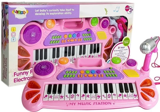 Keyboard z Mikrofonem Różowy 31 Klawiszy Odgłosy Zwierząt USB lean