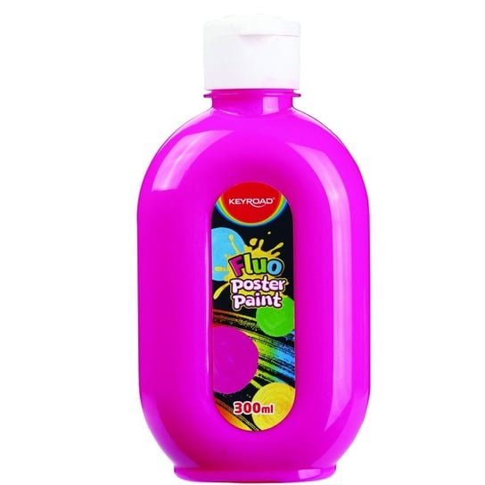 Keyroad, Farba plakatowa fluorescencyjna, 300ml, butelka, neonowa różowa Keyroad