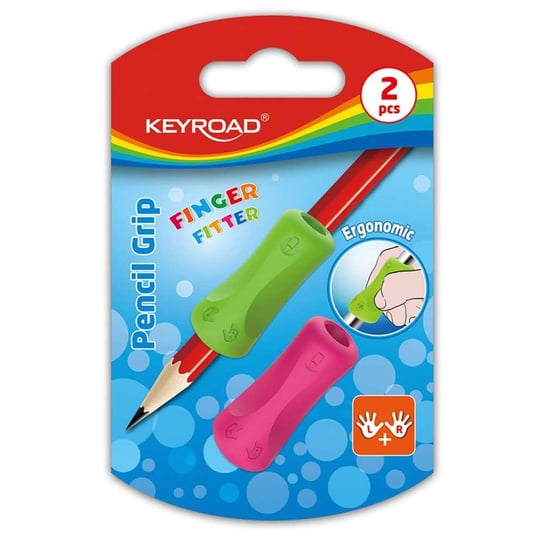 Keyroad, Uchwyt ergonomiczny do ołowków Pencil Grip 2szt blister mix kolorów Keyroad