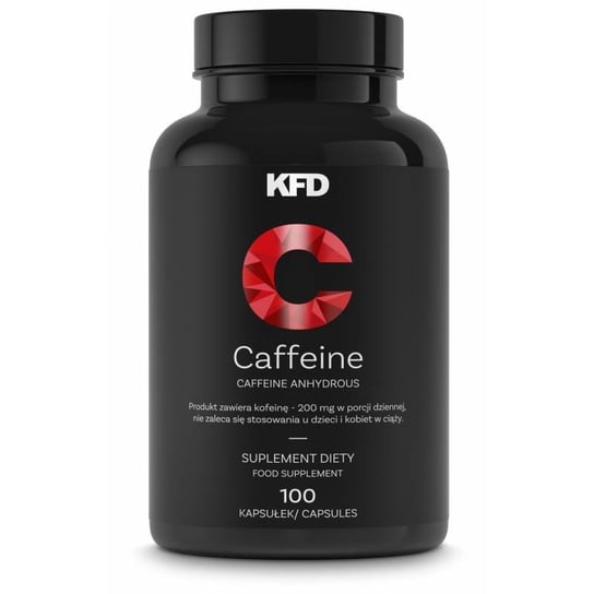 KFD Caffeine -  Suplement diety, 100 kaps. Kofeina bezwodna - 200 mg w 1 kapsułce energia KFD