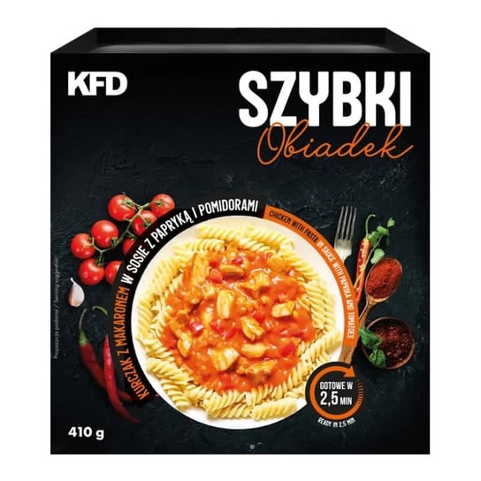 KFD SZYBKI OBIADEK - KURCZAK Z MAKARONEM W SOSIE Z PAPRYKĄ I POMIDORAMI - 410 G KFD