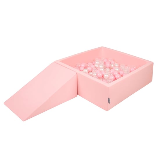KiddyMoon Piankowy plac zabaw PPZP-KW30D-112 z piłeczkami różowy: pudrowy róż-perła-transparent basen 100/klin L KiddyMoon