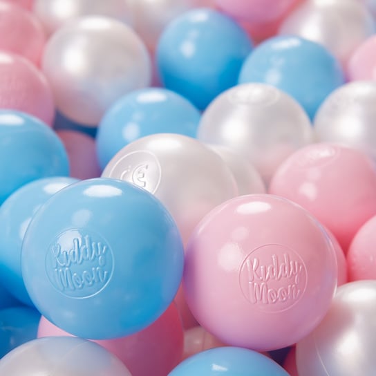 KiddyMoon, plastikowe piłeczki 6cm babyblue-pudrowy róż-perła 300/6cm KiddyMoon