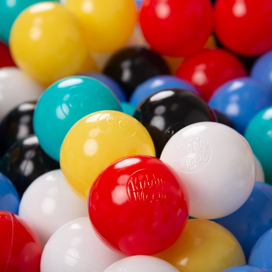 KiddyMoon, plastikowe piłeczki 6cm czarny-biały-niebieski-czerwony-żółty-turkus 300/6cm KiddyMoon