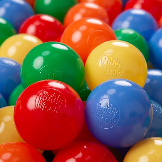 KiddyMoon Plastikowe piłeczki 6cm żółty-zielony-niebieski-czerwony-pomarańcz 100/6cm KiddyMoon