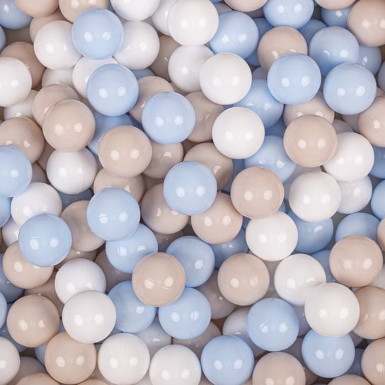 KiddyMoon Plastikowe piłeczki 7cm pastelowy beż-pastelowy niebieski-biały 50 Zabawka zestaw kulek KiddyMoon