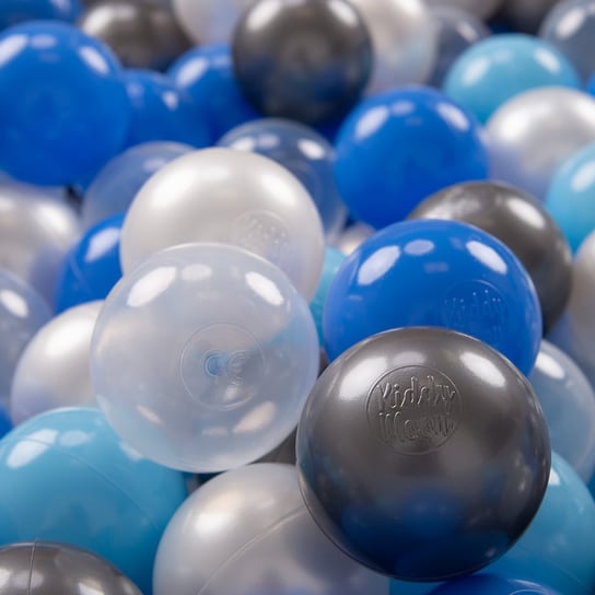 KiddyMoon, plastikowe piłeczki 7cm perła-niebieski-babyblue-transparent-srebrny 100 KiddyMoon