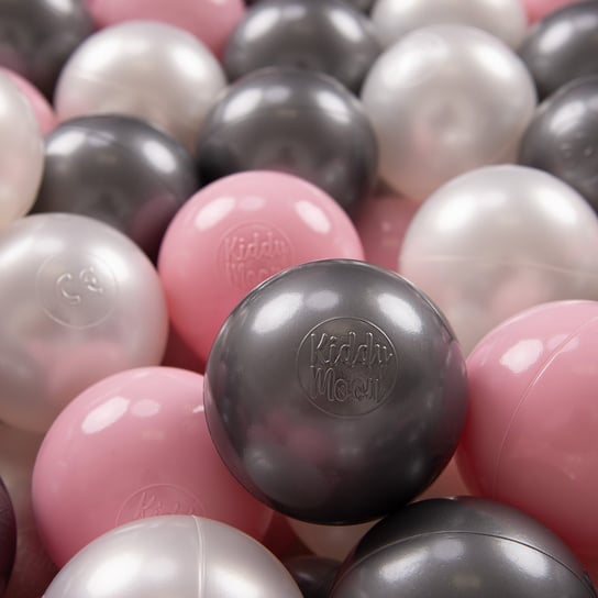 KiddyMoon, plastikowe piłeczki 7cm perła-pudrowy róż-srebrny 100 KiddyMoon