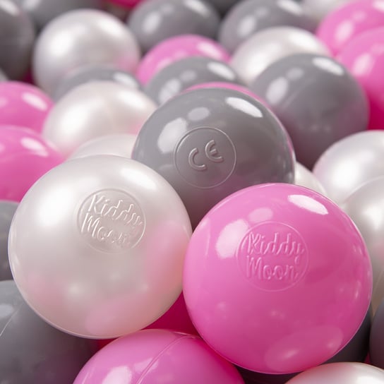 KiddyMoon, plastikowe piłeczki 7cm perła-szary-róż 200 KiddyMoon