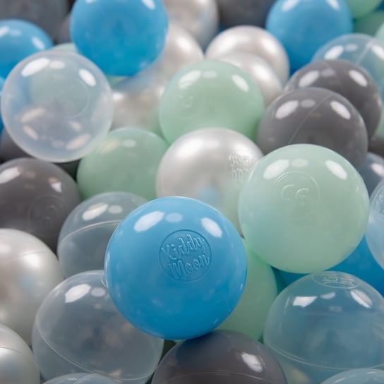 KiddyMoon, plastikowe piłeczki 7cm perła-szary-transparent-babyblue-mięta 300 KiddyMoon