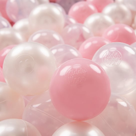 KiddyMoon, plastikowe piłeczki 7cm pudrowy róż-perła-transparent 50 KiddyMoon