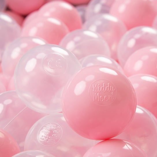 KiddyMoon, plastikowe piłeczki 7cm pudrowy róż-transparent 100 KiddyMoon