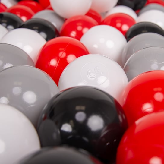 KiddyMoon, plastikowe piłeczki 7cm szary-biały-czerwony-czarny 50 KiddyMoon