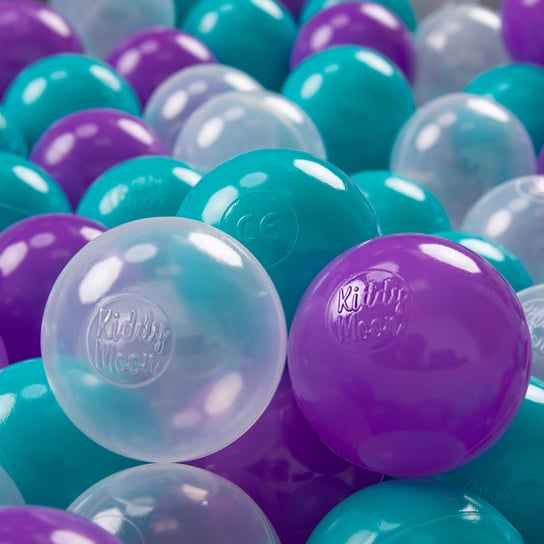 KiddyMoon, plastikowe piłeczki 7cm turkus-fiolet-transparent 100 KiddyMoon