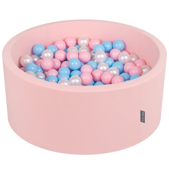 KiddyMoon, suchy basen okrągły z piłeczkami 7cm 90x40 różowy: babyblue-pudrowy róż-perła 90x40cm/200piłek KiddyMoon