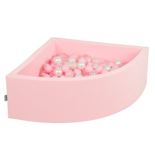 KiddyMoon Suchy basen trójkątny z piłeczkami 7cm różowy: pudrowy róż-perła-transparent 90x30cm/200piłek KiddyMoon