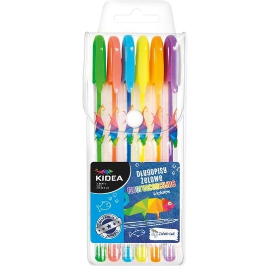 Kidea, Długopisy żelowe fluorescencyjne, 6 kolorów KIDEA