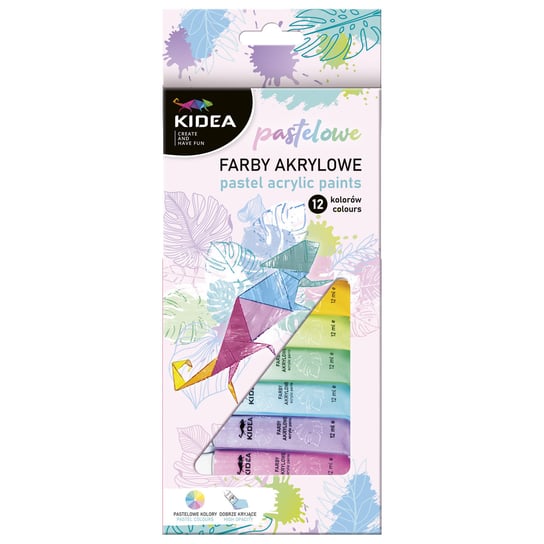 Kidea, Farby akrylowe pastelowe 12 kolorów KIDEA