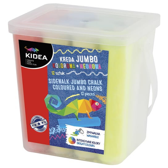 Kidea, Kreda Jumbo kolorowa + neonowa, 12 sztuk KIDEA