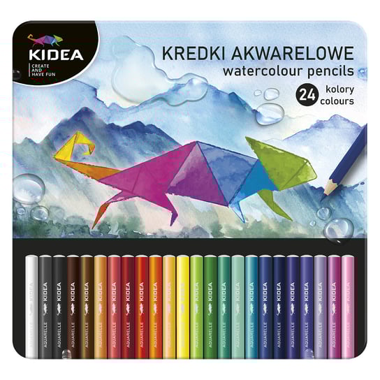 Kidea, Kredki akwarelowe w metalowym pudełku, 24 szt. KIDEA