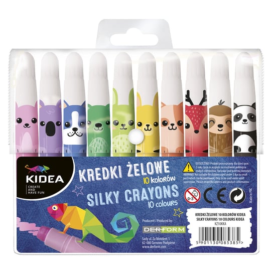 Kidea, Kredki żelowe, 10 kolorów KIDEA