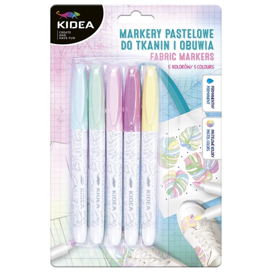 Kidea, markery pastelowe do obuwia i tkanin, 5 kolorów KIDEA