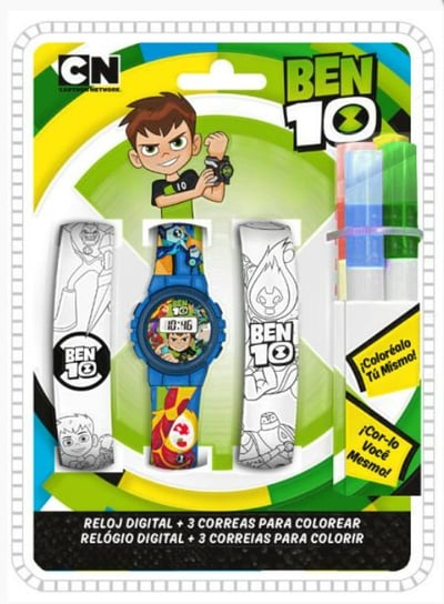 Kids Euroswan, Ben 10, zestaw z zegarkiem cyfrowym i dwoma paskami do pokolorowania Kids Euroswan