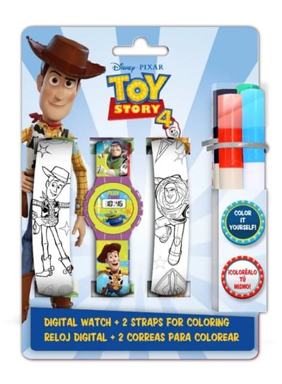 Kids Euroswan, Toy Story 4, zestaw z zegarkiem cyfrowym i dwoma paskami do pokolorowania Kids Euroswan
