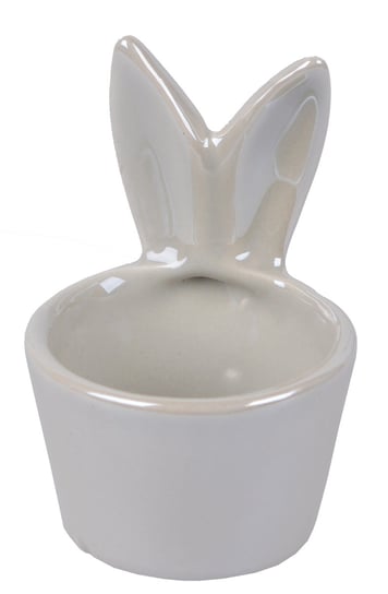 Kieliszek na jajko z uszami, ceramiczny, beżowy perłowy 6x6,5x8cm Ewax