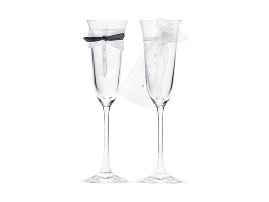 Kieliszki do szampana, białe, 2 sztuki PartyDeco