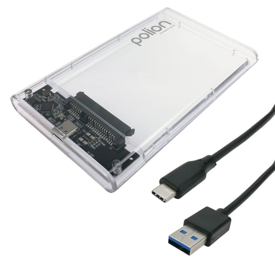 Kieszeń obudowa dysku HDD/SSD 2,5" SATA USB-C 3.2 | przezroczysta Polion