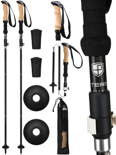 Kijki trekkingowe składane aluminiowe kije do chodzenia nordic walking, czarny Peterson
