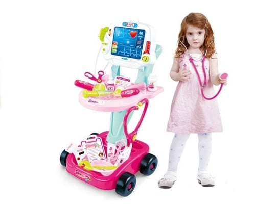 KIK, wózek Lekarski Dla Dziewczynki Z Akcesoriami Różowy KIK