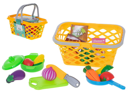 KIK, zabawka edukacyjna koszyk na zakupy owoce i warzywa do krojenia, zestaw ikonka