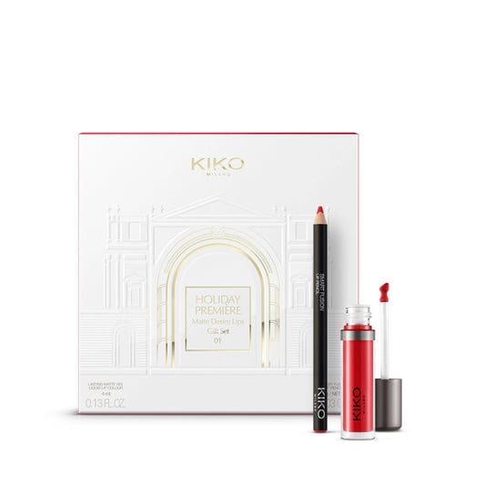 KIKO Milano, Holiday Première Matte Desire Lips Gift Set, 03 Sumptuous Red, Zestaw do makijażu, 2 szt. KIKO Milano