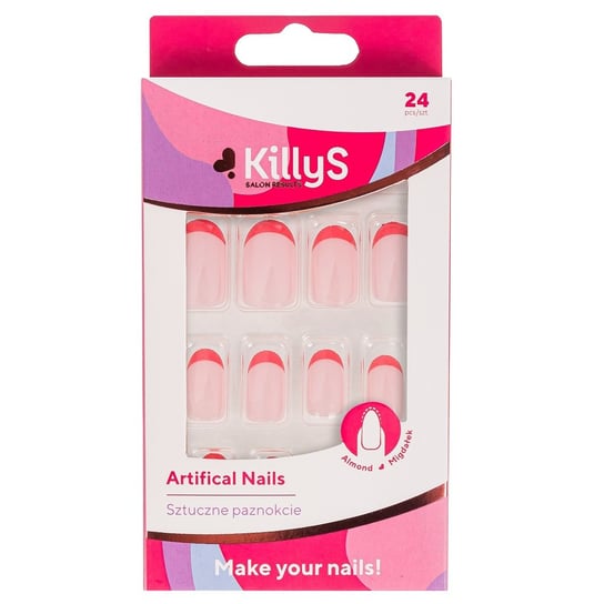 KillyS, Artifical Nails, sztuczne paznokcie Almond Pink French, 24szt Killys