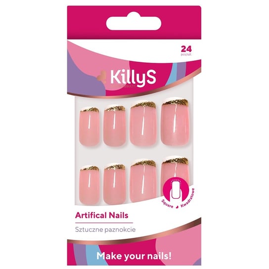 KillyS, Artifical Nails, sztuczne paznokcie Square Golden Way, 24szt Killys