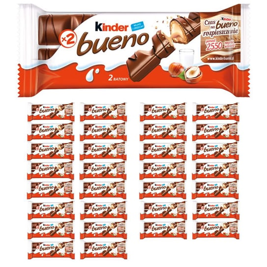 Kinder Bueno Wafel w mlecznej czekoladzie wypełniony mleczno-orzechowy 43g  x30 sztuk Kinder