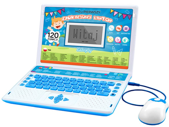 Kinderplay, laptop dla dzieci edukacyjny 120 opcji niebieski Kinderplay
